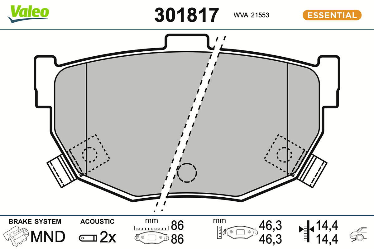 Jeu de 4 plaquettes de frein VALEO ref. 301817